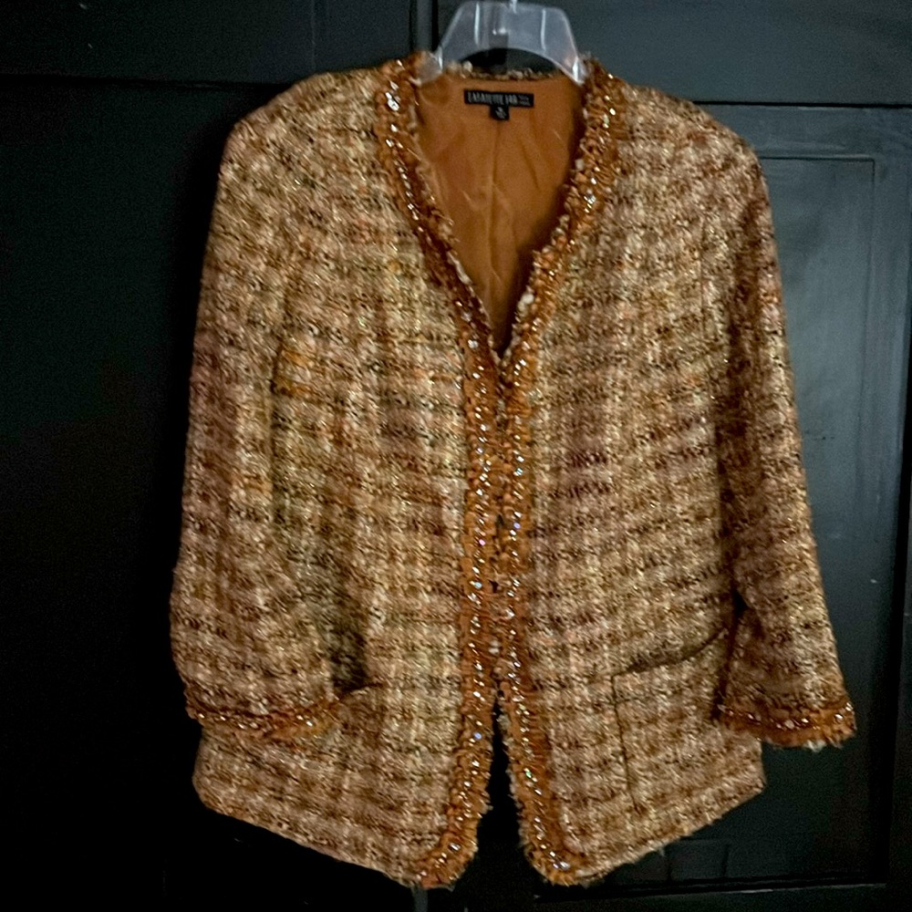 Lafayette 148 New York Tweed Jacket, Size 18, Multi Color Earth Tone